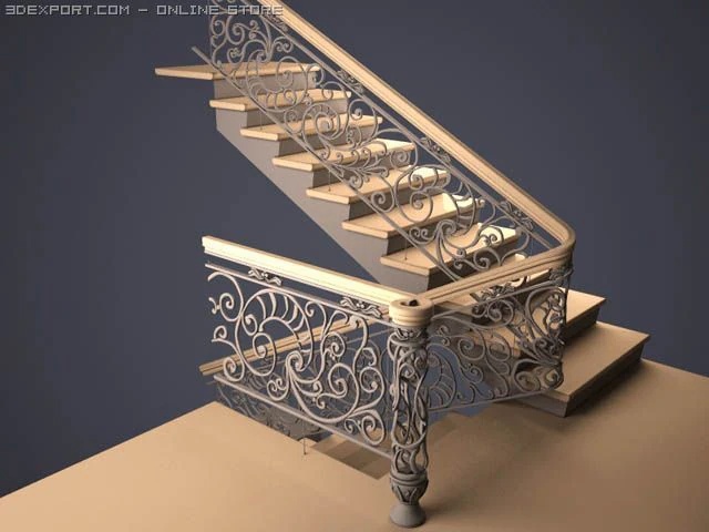 stairs railing 3D Model .c4d .max .obj .3ds .fbx .stl .blend 