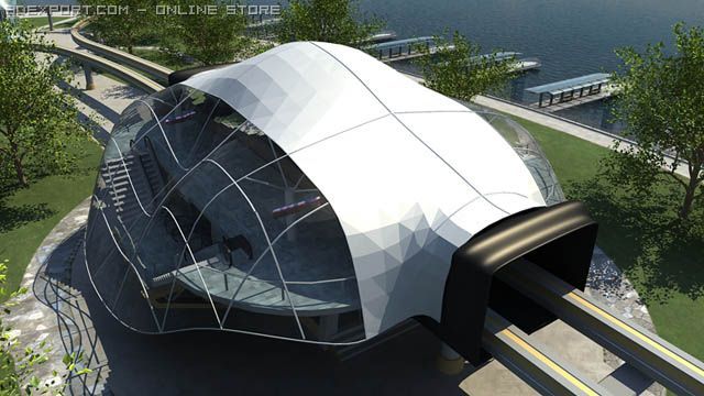 monorail station Modelo 3D .c4d .max .obj .3ds .fbx .stl .blend 