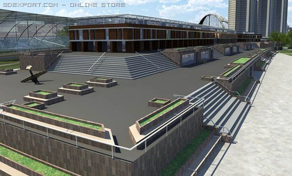 city building  business centr 3D Model .c4d .max .obj .3ds .fbx .stl .blend 