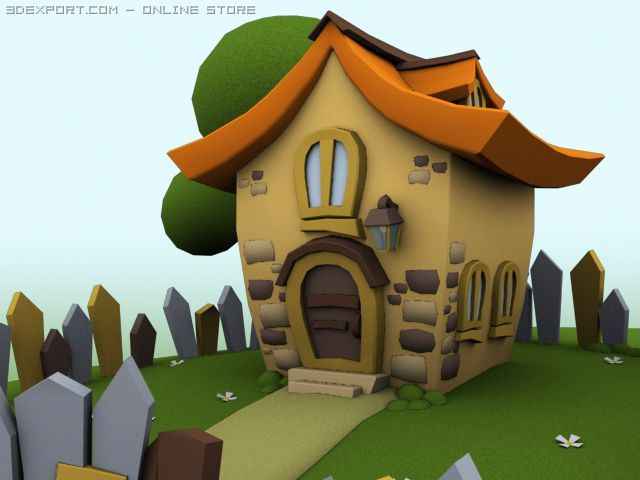 cartoonic house 3D Model .c4d .max .obj .3ds .fbx .stl .blend 