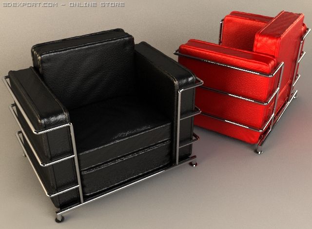black red leather chair 3D Model .c4d .max .obj .3ds .fbx .stl .blend 