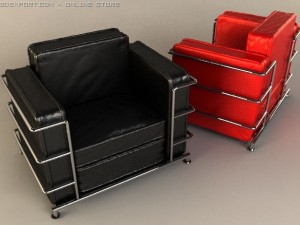 black red leather chair Modelo 3D