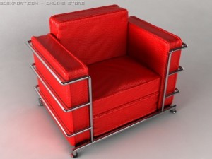 black red leather chair 3D Model