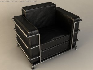 black red leather chair 3D Model