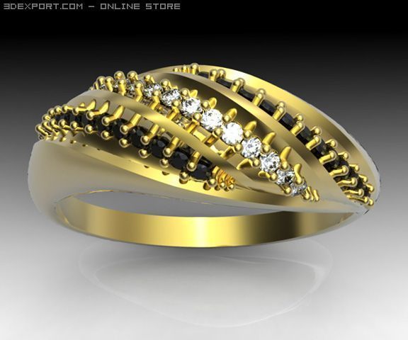 ring with diamonds 3Dモデル .c4d .max .obj .3ds .fbx .stl .blend