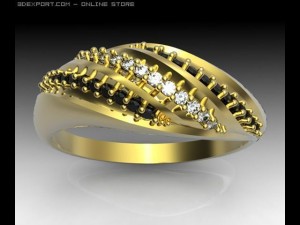 ring with diamonds Modello 3D