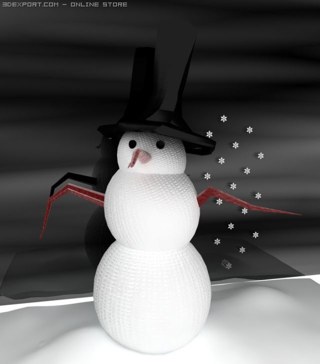 snow man scene 3D Model .c4d .max .obj .3ds .fbx .stl .blend 