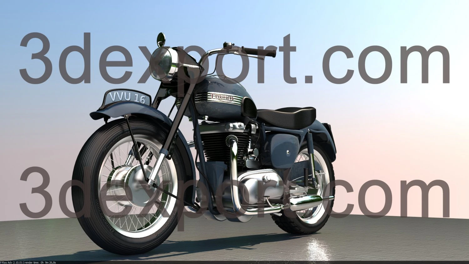 triumph 6t thunderbird 1955 3D Model .c4d .max .obj .3ds .fbx .stl .blend