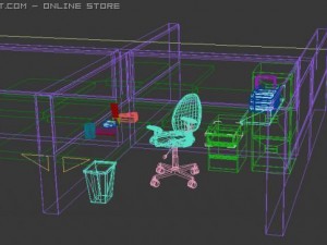office cubicle pack 3D 모델