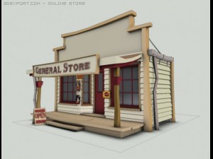 general store facade Modello 3D