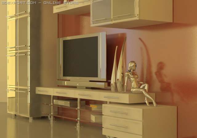 tv stend white leather Modèle 3D .c4d .max .obj .3ds .fbx .stl .blend 