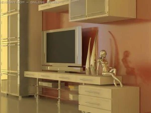 тумба под телевизор белая кожа 3D Модель