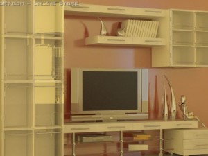 tv stend white leather Modèle 3D