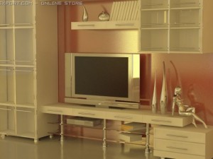 tv stend white leather Modèle 3D