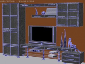 tv stend white leather Modèle 3D