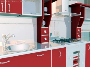 red kitchen 3D Model