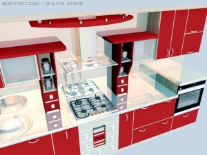 red kitchen 3D Модель