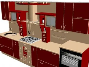 red kitchen 3D Model