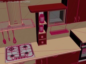 red kitchen 3D Модель