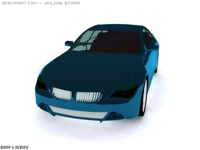 bmw 6 series blue 3D Model .c4d .max .obj .3ds .fbx .stl .blend 