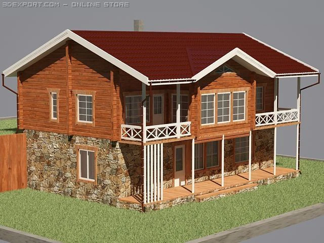 summer cottage 3D Model .c4d .max .obj .3ds .fbx .stl .blend 