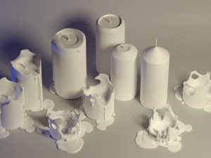3d cylindrical candle model - type 001 - special sequence of burning stages - movie and game ready 3D Model