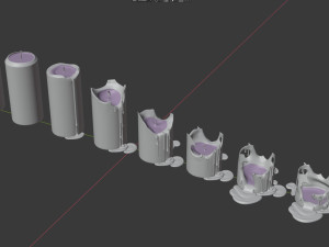3d cylindrical candle model - type 001 - special sequence of burning stages - movie and game ready 3D Model