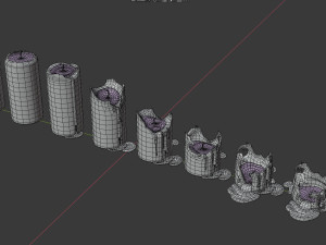 3d cylindrical candle model - type 001 - special sequence of burning stages - movie and game ready 3D Model