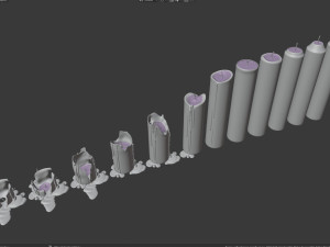 3d cylindrical candle model - type 002 - special sequence of melting stages - movie and game ready Modello 3D