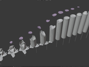 3d cylindrical candle model - type 002 - special sequence of melting stages - movie and game ready Modello 3D