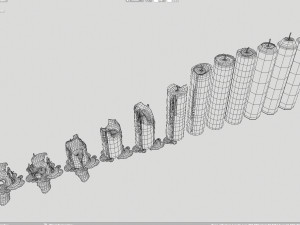 3d cylindrical candle model - type 002 - special sequence of melting stages - movie and game ready Modello 3D