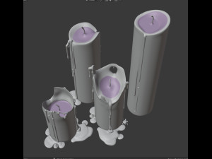 3d cylindrical candle model - type 002 - special sequence of melting stages - movie and game ready Modello 3D