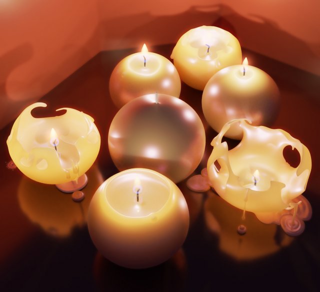 3d spherical candle model - type 003 - special sequence of life stages - movie and game ready Modello 3D .c4d .max .obj .3ds .fbx .stl .blend 