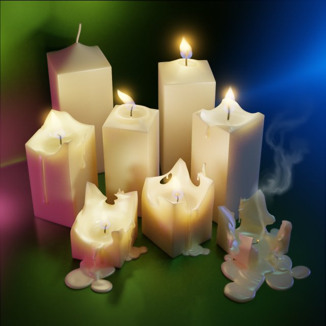 3d square box candle model - type 004 - special sequence of shortening stages - movie and game ready Modello 3D .c4d .max .obj .3ds .fbx .stl .blend 