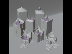 3d square box candle model - type 004 - special sequence of shortening stages - movie and game ready Modello 3D