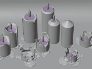 3d ultimate melting candle model pack - 01 -- special sequence of life stages - game and movie ready Modelo 3D