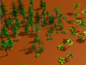Forest foliage pack 1 --- pine - palm - other trees and bushes 3D 모델