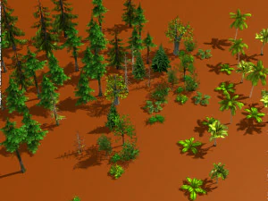 Forest foliage pack 1 --- pine - palm - other trees and bushes 3D Model