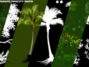 Forest foliage pack 1 --- pine - palm - other trees and bushes 3D Model