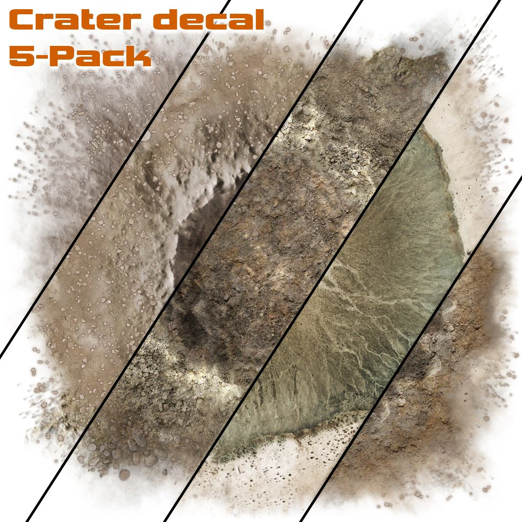 Crater ground damage explosion decal collection - pack 2 CG Textures .c4d .max .obj .3ds .fbx .stl .blend