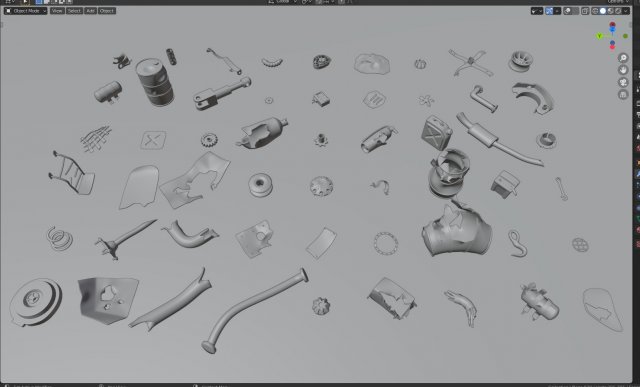 industrial - military - vehicular debris pack of 50 plus Model 3D .c4d .max .obj .3ds .fbx .stl .blend