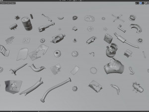 industrial - military - vehicular debris pack of 50 plus 3D Model