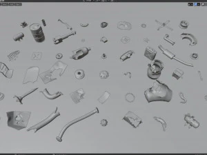 산업용 - 군용 - 차량 잔해 팩 50개 이상 3D 모델