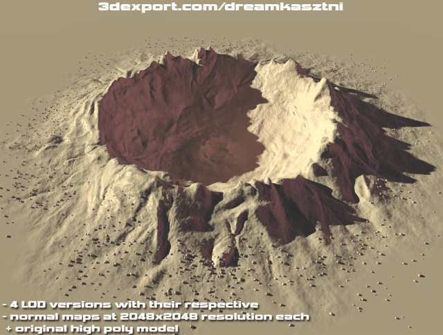 Explosion crater ground damage - and 2d decal - 01 3D Model .c4d .max .obj .3ds .fbx .stl .blend 
