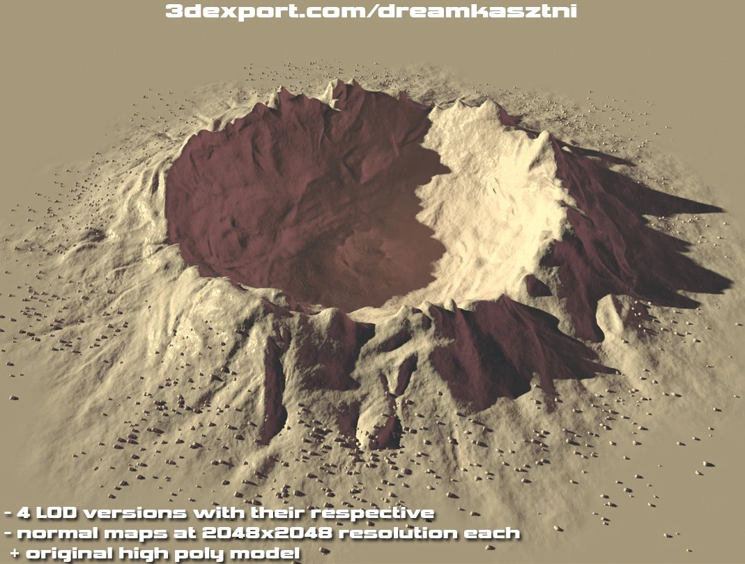 Explosion crater ground damage - and 2d decal - 01 3D Model .c4d .max .obj .3ds .fbx .stl .blend 