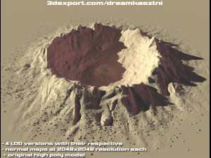 Explosion crater ground damage - and 2d decal - 01 3D Model