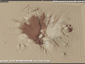 Explosion crater ground damage - and 2d decal - 02 3D Model