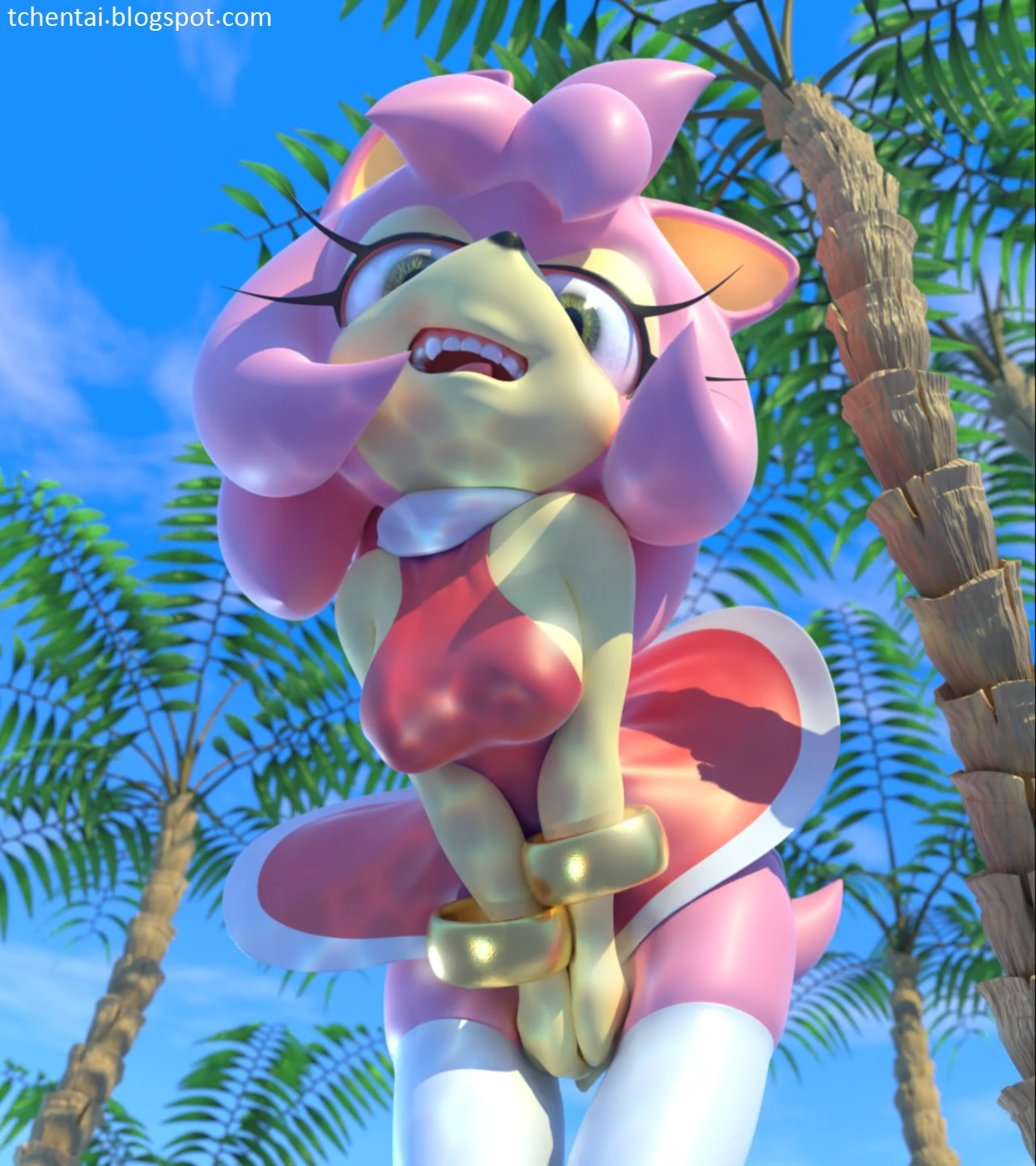 Amy Rose on the beach 3D Print Model .c4d .max .obj .3ds .fbx .stl .blend 