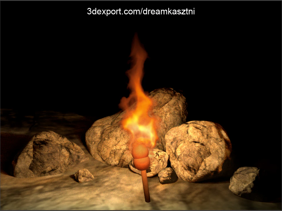 Looping torch fire animation 3D Model .c4d .max .obj .3ds .fbx .stl .blend