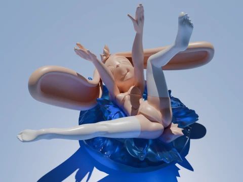 Пухнаста статуя дівчинки-зайчика Cream the Rabbit Sonic - Backsplash A 3D Модель